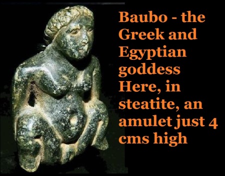 Baubo in steatite, an amulet just 4 cms high,