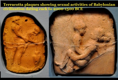 Terracotta plaques showing sexual activities of Babylonian civilization dating cack to 2000-1500 BCE